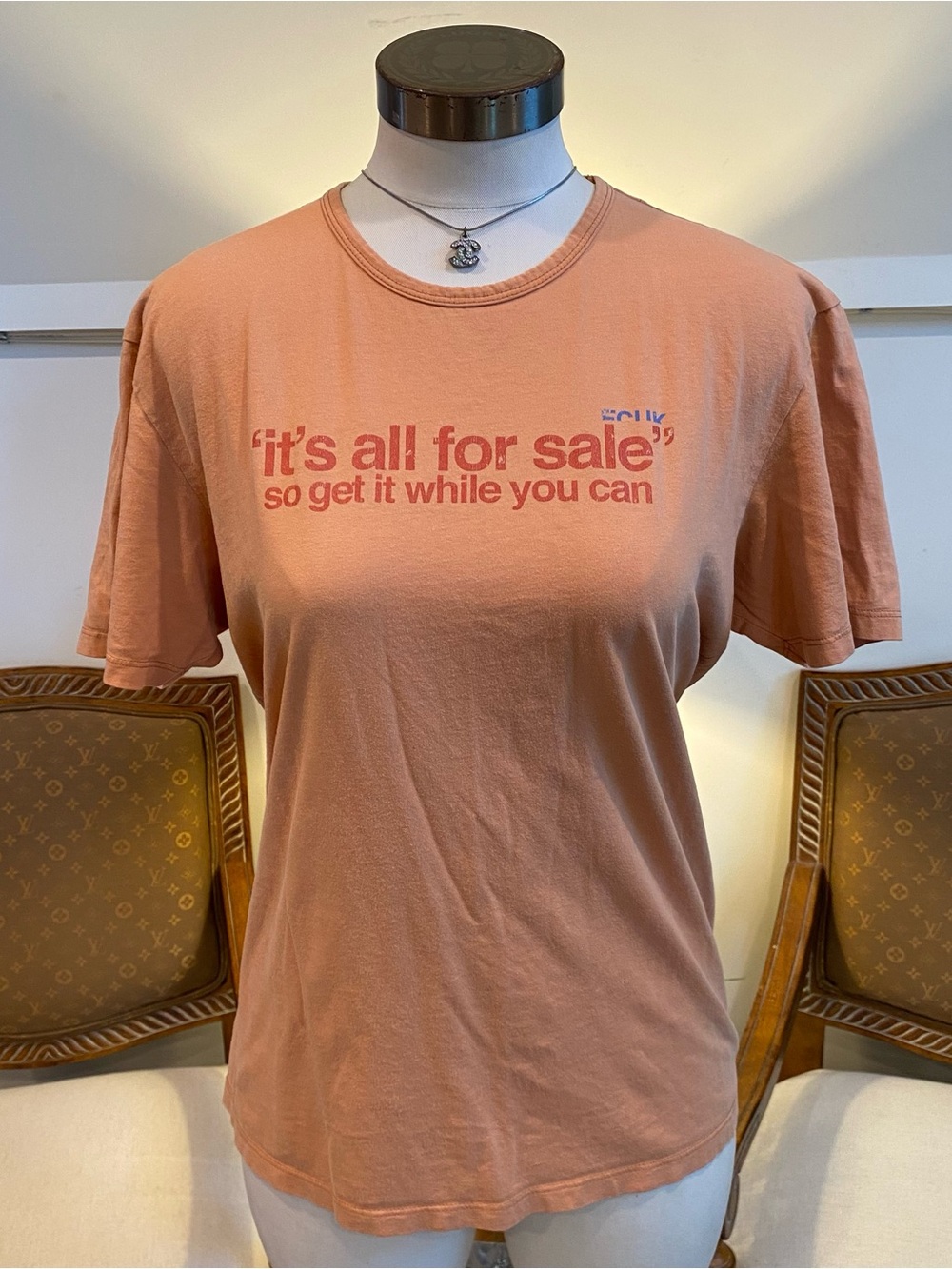 VINTAGE French Connection Orange Crewneck Graphic Tee Trashy Y2K Core, Size L